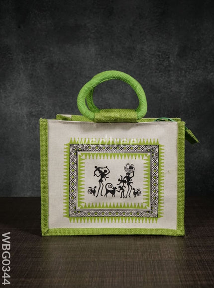 Canvas and Jute Bag with Warli Print - WBG0344