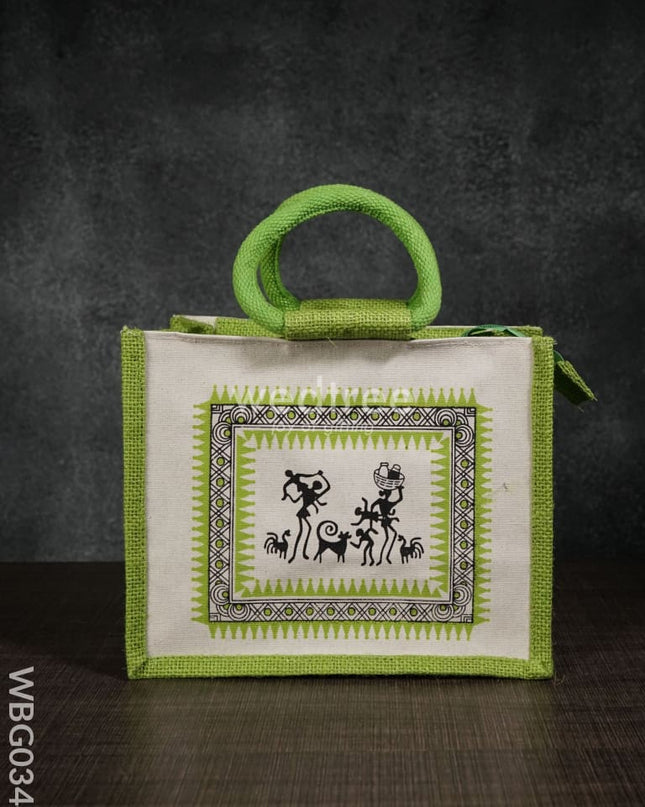 Canvas and Jute Bag with Warli Print - WBG0344