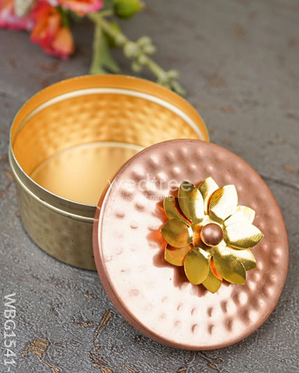 Copper Dry Fruit Box with Floral lid - WBG1541-1