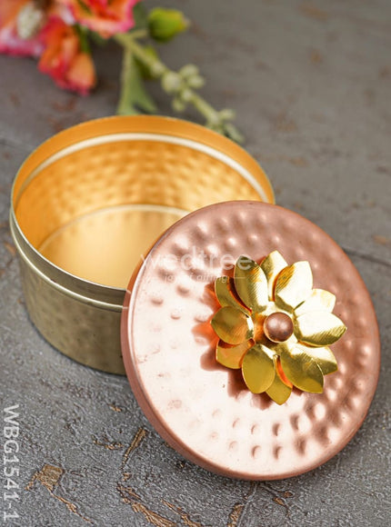 Copper Dry Fruit Box with Floral lid - WBG1541-1