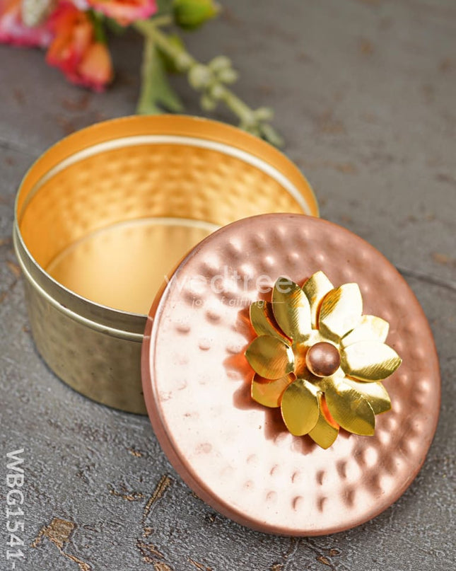 Copper Dry Fruit Box with Floral lid - WBG1541-1