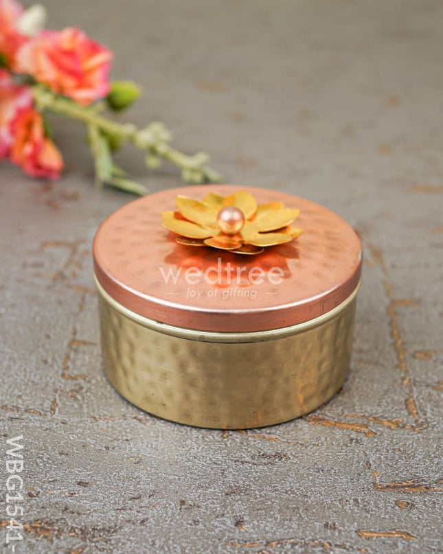Copper Dry Fruit Box with Floral lid - WBG1541-1