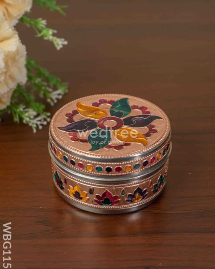 Copper Meenakari Poori Box - 4 inch - WBG1153