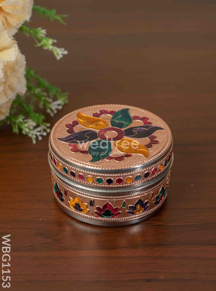 Copper Meenakari Poori Box - 4 inch - WBG1153