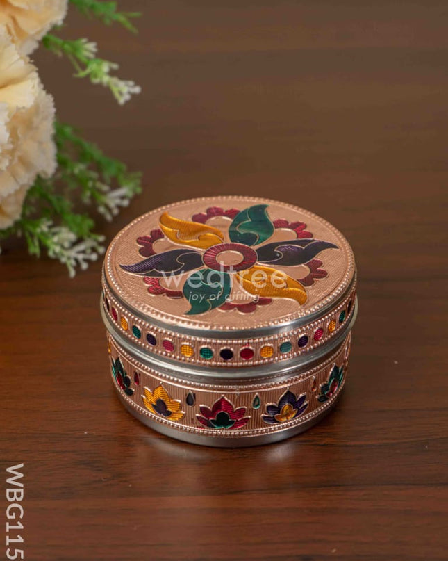 Copper Meenakari Poori Box - 4 inch - WBG1153
