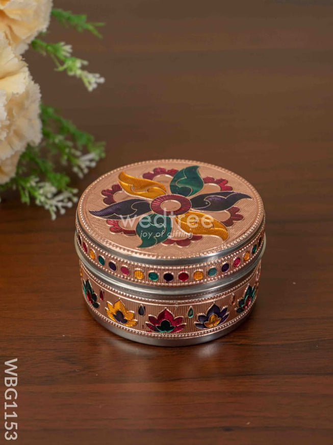 Copper Meenakari Poori Box - 4 inch - WBG1153