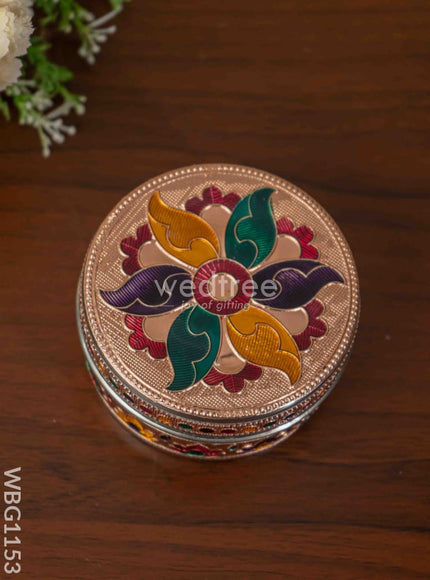 Copper Meenakari Poori Box - 4 inch - WBG1153
