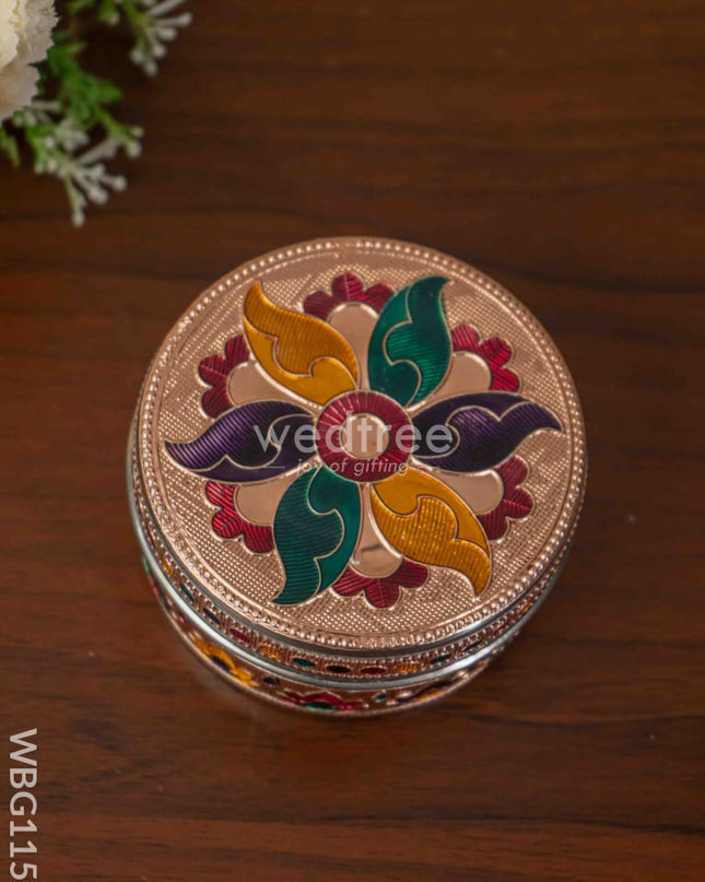 Copper Meenakari Poori Box - 4 inch - WBG1153