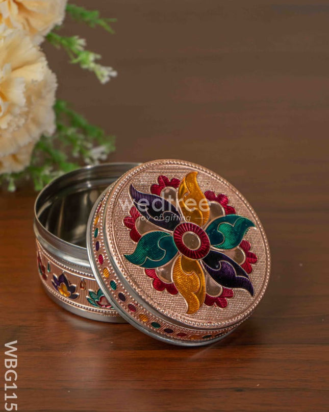 Copper Meenakari Poori Box - 4 inch - WBG1153