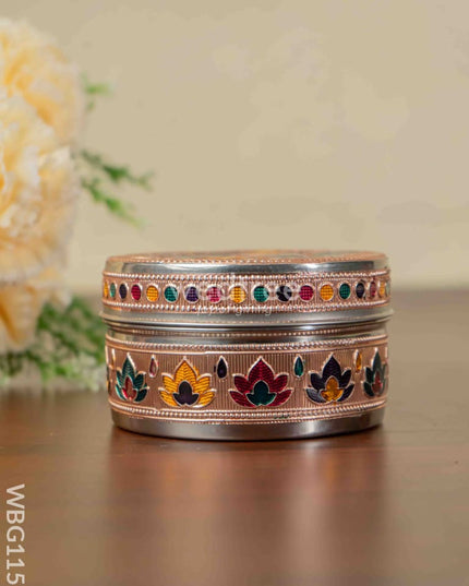 Copper Meenakari Poori Box - 4 inch - WBG1153