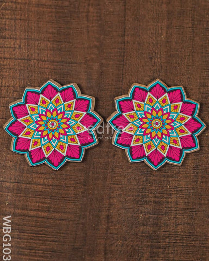 Decorative Diya Coaster - Set of 2 - WBG1035
