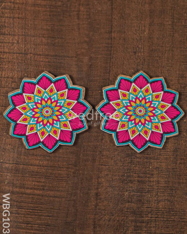 Decorative Diya Coaster - Set of 2 - WBG1035