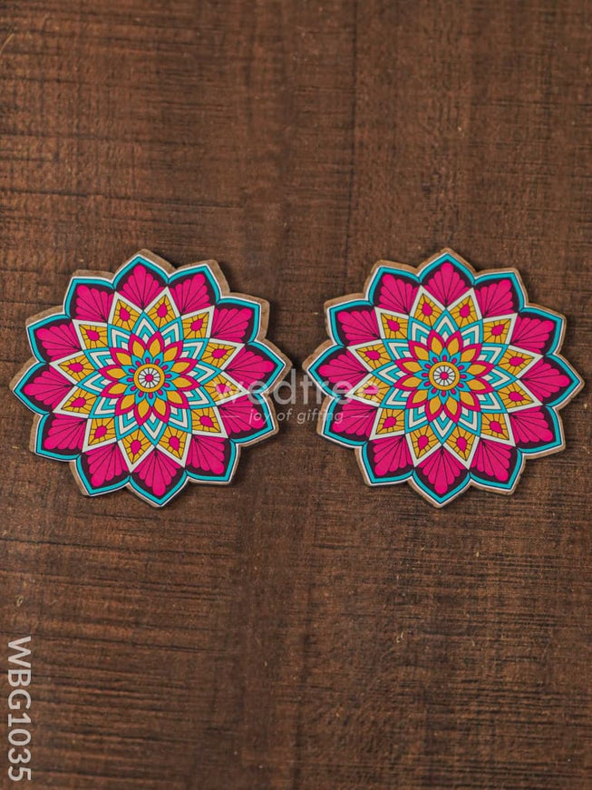 Decorative Diya Coaster - Set of 2 - WBG1035