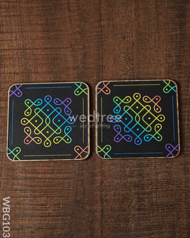 Decorative Diya Coaster - Set of 2 - WBG1035