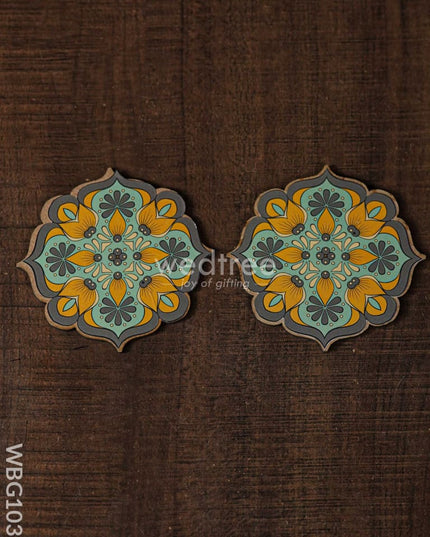Decorative Diya Coaster - Set of 2 - WBG1035