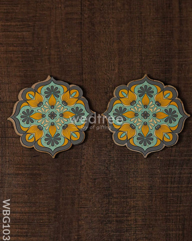 Decorative Diya Coaster - Set of 2 - WBG1035