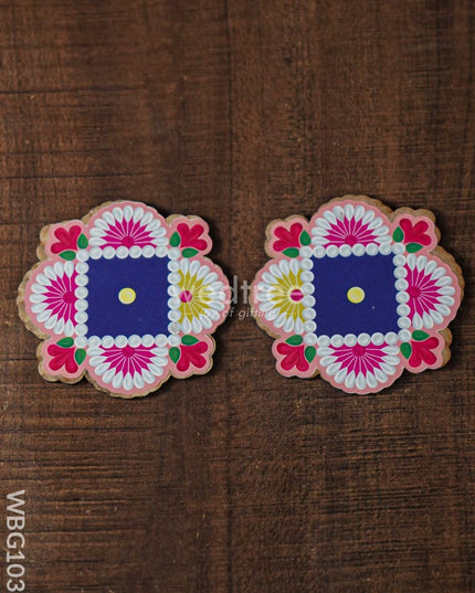 Decorative Diya Coaster - Set of 2 - WBG1035