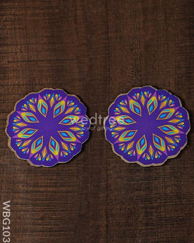 Decorative Diya Coaster - Set of 2 - WBG1035