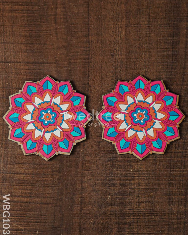 Decorative Diya Coaster - Set of 2 - WBG1035