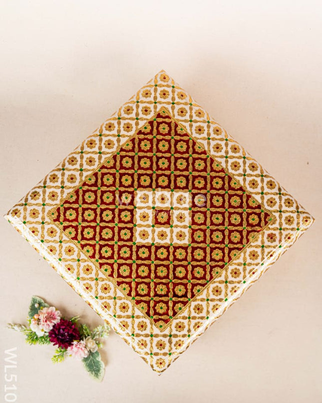 Decorative Meenakari Bajot - 16 x 16 inch - Red - WL5105