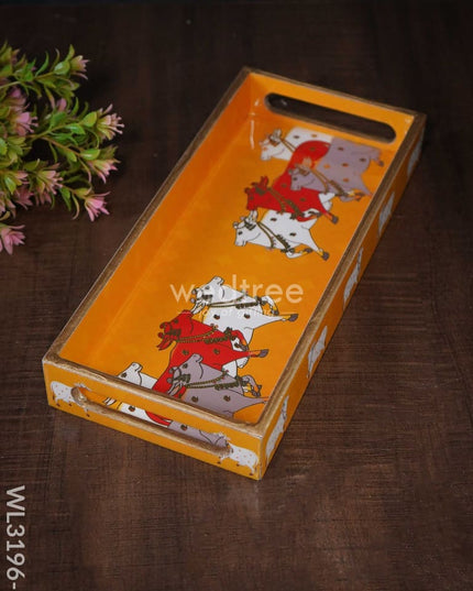 Digital Printed Pichwai Trays (Yellow) - WL3196