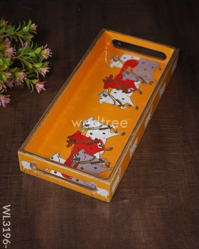 Digital Printed Pichwai Trays (Yellow) - WL3196