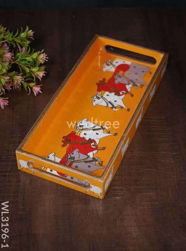 Digital Printed Pichwai Trays (Yellow) - WL3196