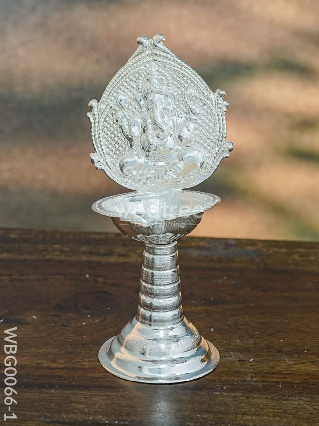 German Silver Diya with Kuthuvilakku Stand - WBG0066