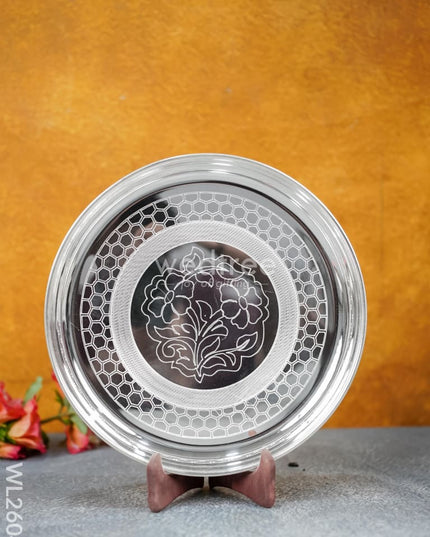 German Silver Engraved 10 inch Plate - WL2604