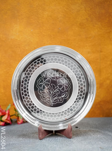 German Silver Engraved 10 inch Plate - WL2604