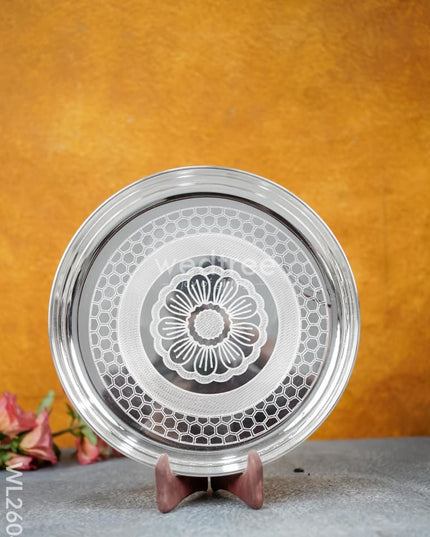 German Silver Engraved 10 inch Plate - WL2604