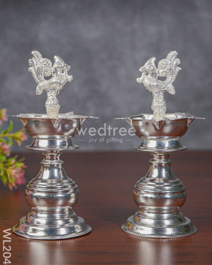 German Silver Kuthu Vilakku (Set of 2) - WL2040