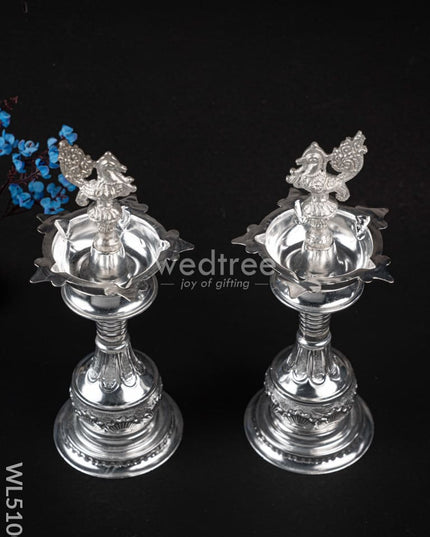 German Silver Kuthu Vilakku with Annapakshi Motif - WL5100