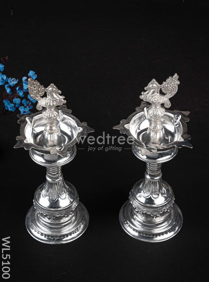German Silver Kuthu Vilakku with Annapakshi Motif - WL5100