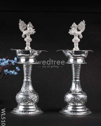 German Silver Kuthu Vilakku with Annapakshi Motif - WL5100