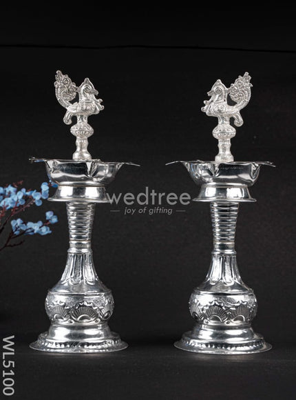 German Silver Kuthu Vilakku with Annapakshi Motif - WL5100