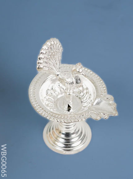 German Silver Peacock Diya in Kuthuvilakku Stand - WBG0065