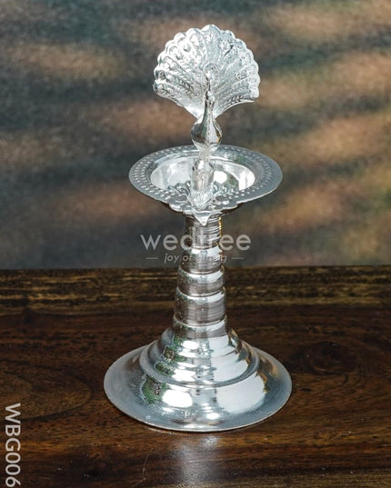 German Silver Peacock Diya in Kuthuvilakku Stand - WBG0065