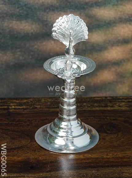 German Silver Peacock Diya in Kuthuvilakku Stand - WBG0065