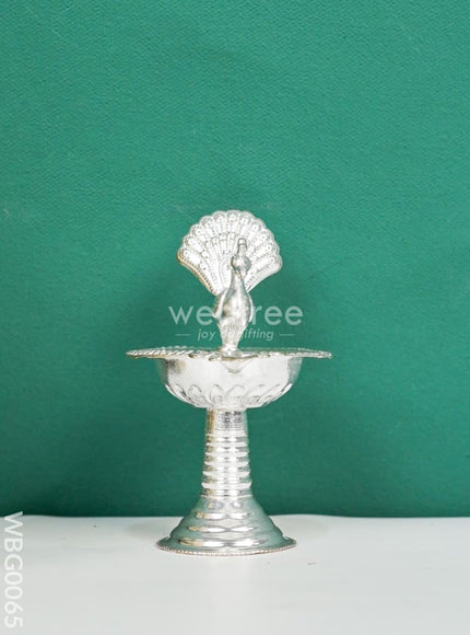 German Silver Peacock Diya in Kuthuvilakku Stand - WBG0065