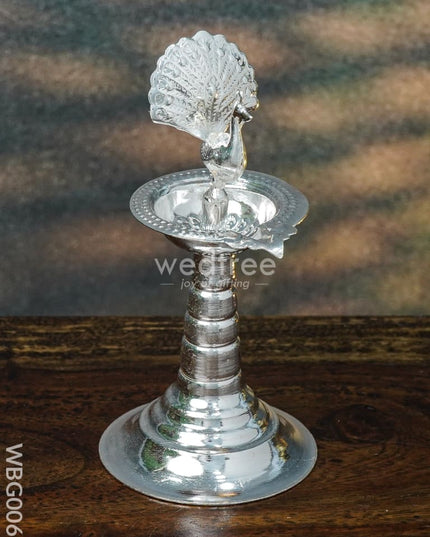 German Silver Peacock Diya in Kuthuvilakku Stand - WBG0065