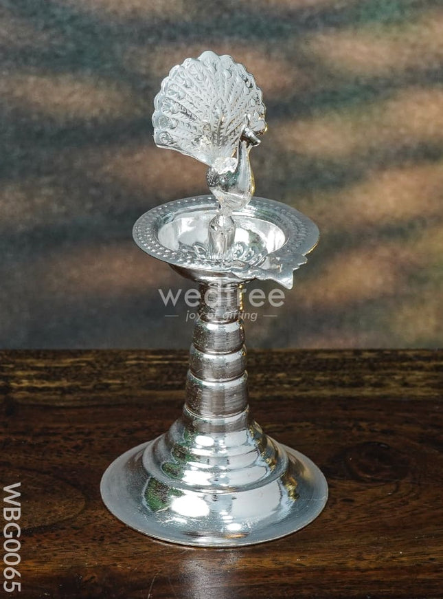 German Silver Peacock Diya in Kuthuvilakku Stand - WBG0065