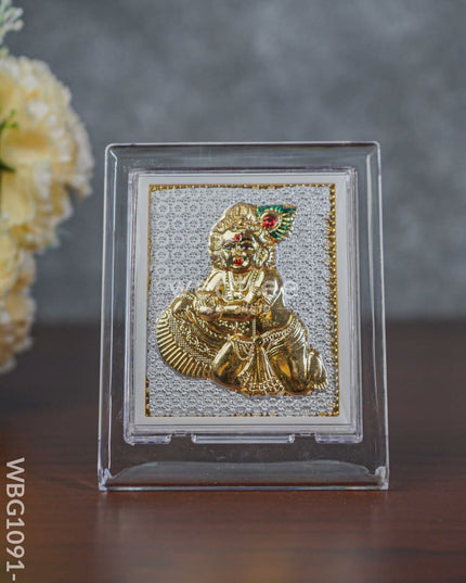 German Silver Plated Butter Krishna Photoframe (4.5 inch) with Stand - WBG1091-7