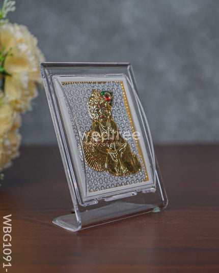 German Silver Plated Butter Krishna Photoframe (4.5 inch) with Stand - WBG1091-7