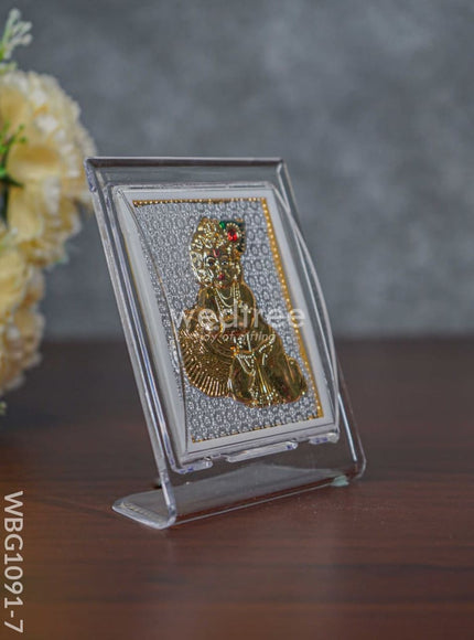 German Silver Plated Butter Krishna Photoframe (4.5 inch) with Stand - WBG1091-7