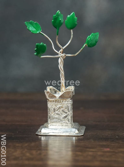 German Silver Tulasi Maadam with Green Leaves - WBG0100
