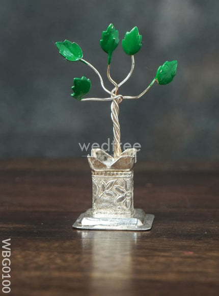 German Silver Tulasi Maadam with Green Leaves - WBG0100