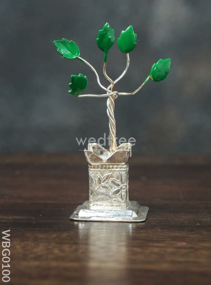 German Silver Tulasi Maadam with Green Leaves - WBG0100
