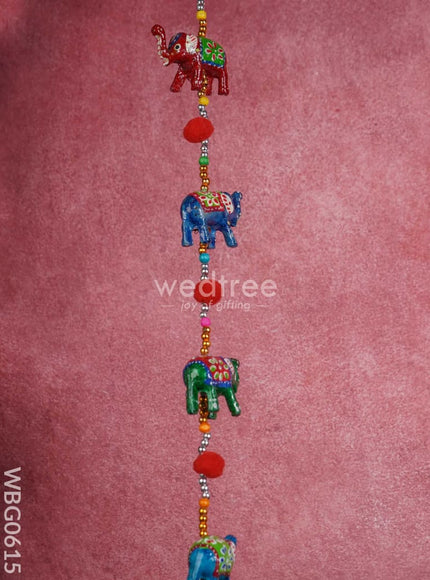 Hand Painted Metal Elephant Thoran - WBG0615
