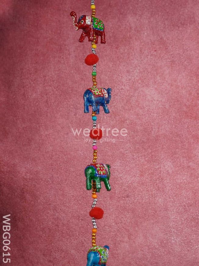 Hand Painted Metal Elephant Thoran - WBG0615